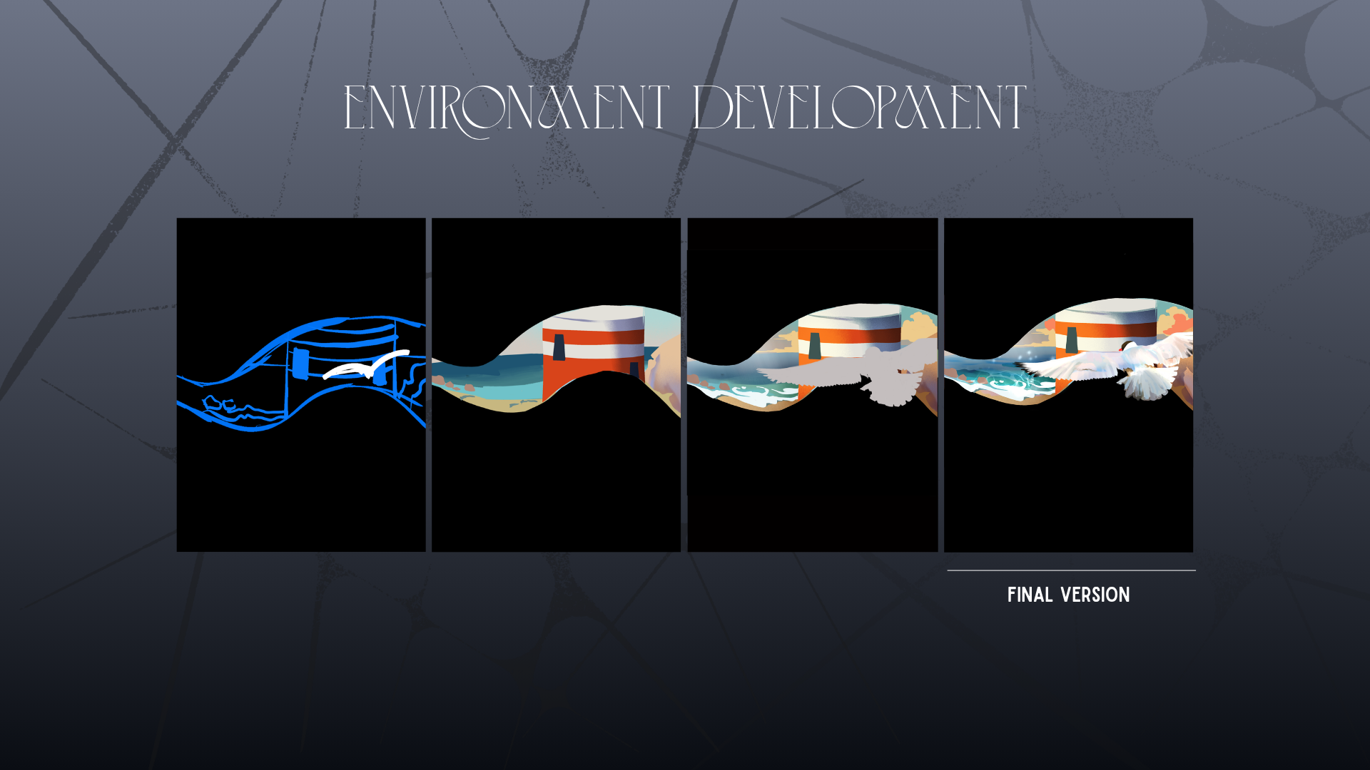 Environment development — coastal seagull illustration progression for Environmental Awareness Poster Series